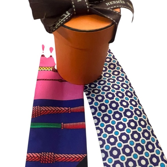 Hermes Clic Clac Cannage Silk Twilly Scarf - Picture 2 of 9